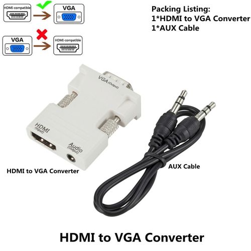 1080P Full HD VGA to HDTV-compatible Converter Adapter Cable with Audio  Output VGA HD Adapter for PC laptop to HDTV Projector