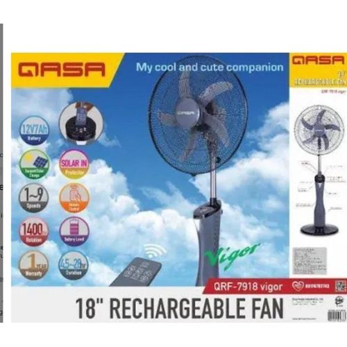 Generic ORIGINAL Qasa 18 inch rechargeable standing fan model QRF 7918 vigor