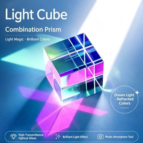 Generic Color-Mixing Prism Suncatcher – Cube Prism Glass Ornament; Creative Stress-Relief Gift