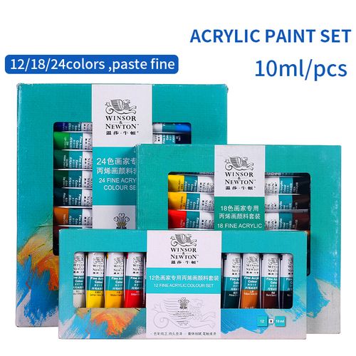 WINSOR&NEWTON 12/18/24 Colors Professional Acrylic Paints Set 10ml Hand  Painted Wall Painting Textile Paint