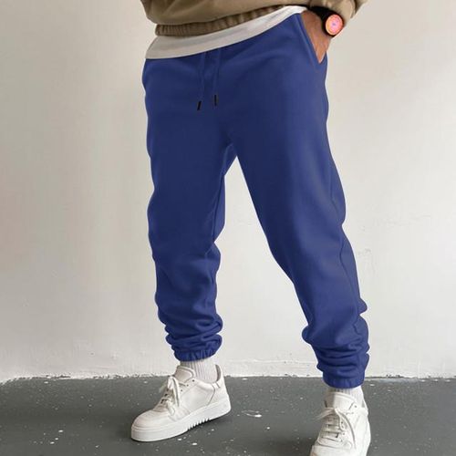 dark gray sweatpants mens autumn and winter high street fashion leisure  loose sports running solid color lace up pants sweater pants trousers 