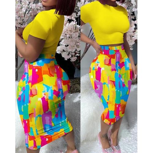 High waisted skirt two piece set shop