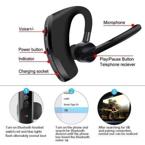 product_image_name-Generic-Wireless Stereo Earphone Wireless Single Earbud Headphones Earpiece One Ear Earbods Bluetooth 5 3 Earphones Earpóds For Android & Iphone With Cover Slide(V8)-3