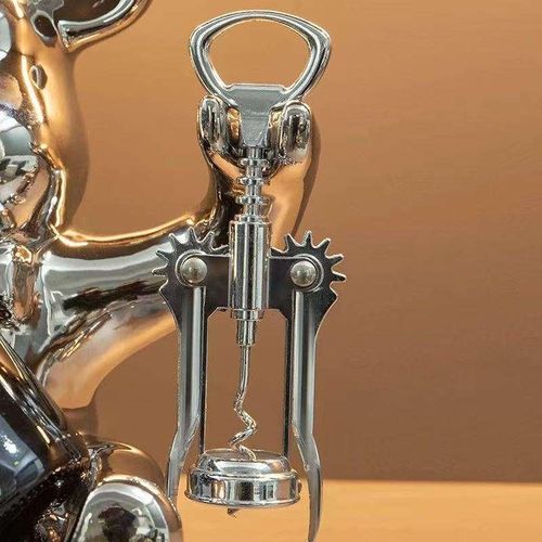 product_image_name-Generic-Adorable & Modern Chrome-Plated Bear Wine Bottle Holder with Corkscrew Set-4