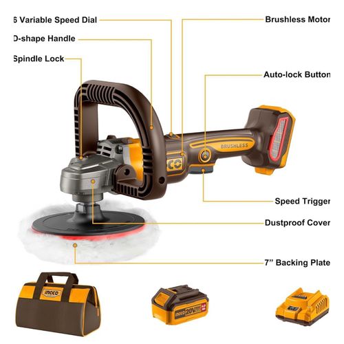 product_image_name-Ingco-20V Brushless Cordless Polisher – 180mm Variable Speed Control -4