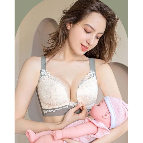 Fashion 2PCS Breathable Comfortable Soft Lace Seamless Nursing Bra For  Breastfeeding