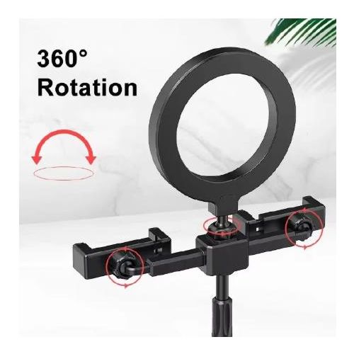 Generic 6-Inch Dual Phone Holder LED Fill Light, Adjustable Desktop Live Streaming Light with 3 Color Modes - image 8