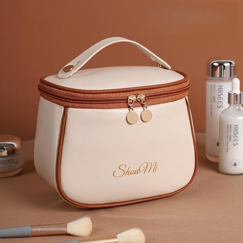 Generic Portable upright makeup case - a high-capacity, minimalist portable desktop makeup organizer.