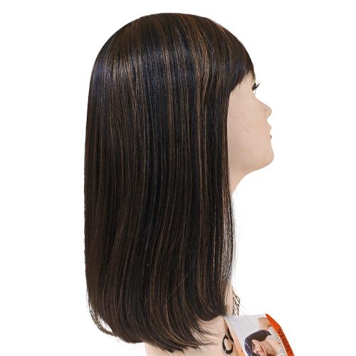 product_image_name-Noble-Straight Hairstyle Synthetic Hair Wig Black With Gold color Heat Resistant Fiber Made Machine Wig with bang Hair Synthetic Hair Wig For Women-3