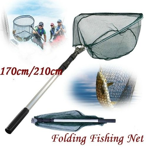 Generic 1PC 170cm /210cm Folding Fishing Net Telescopic Fishing Net Scoop  Net Fishing Tools