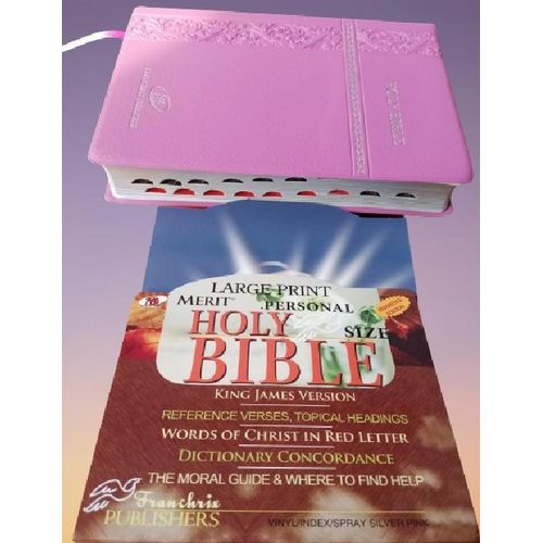 Generic Holy Bible KJV Large Print Merit Personal Reference Edition,Thumb index Pink Leather Color - image 6