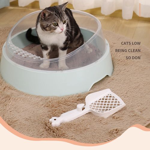 Cat Litter Box Semi Enclosed Litter Box with High Sides Cat Toilet