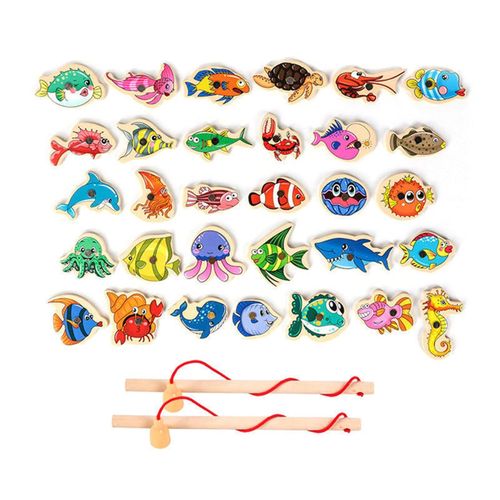 Generic Magnetic Fishing Game for Toddlers Wooden Magnetic Fishing Game Set