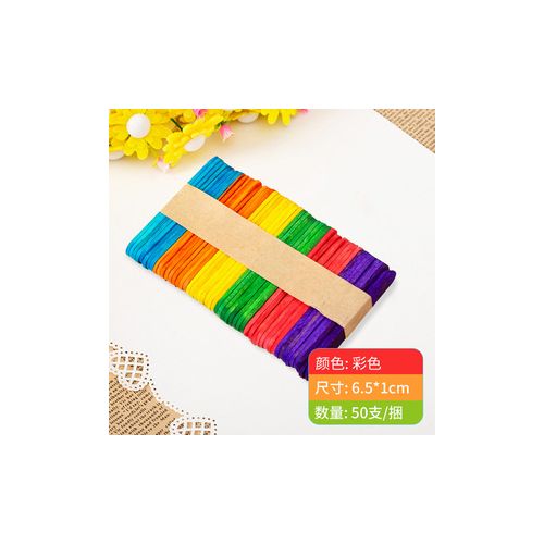 50Pcs Colored Wooden Popsicle Sticks Natural Wood Ice Cream Stick For Kids  Educational Toys Handmade DIY