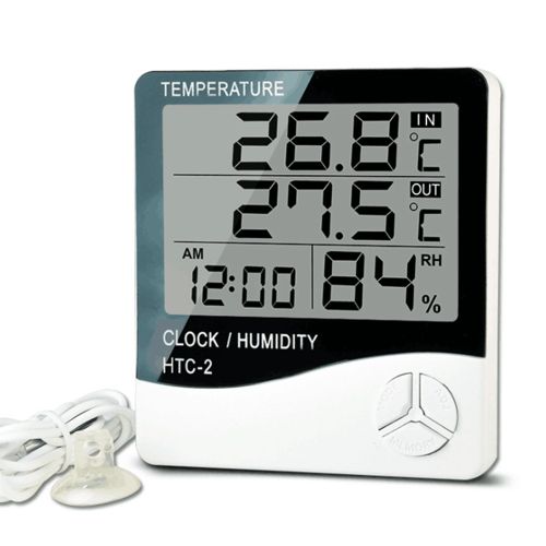 Digital LCD Thermometer Hygrometer Clock HTC-1 Indoor Room