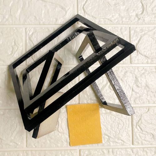 Generic 5pcs 3d Indoor Wooden Decor Square Studio Stickers - Black - image 2