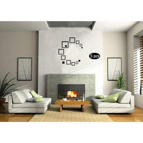 Generic 5pcs 3d Indoor Wooden Decor Square Studio Stickers - Black - image 8