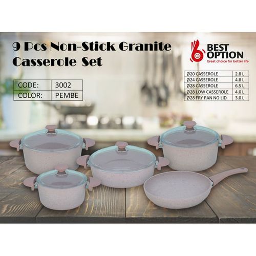 O.M.S 9 Pcs Non Stick Professional Cookware Set Casserole Pot