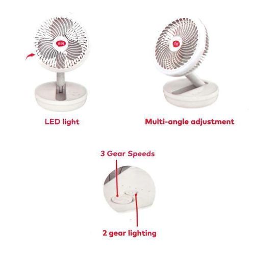 itel 4000mAh Foldable Rechargeable Fan with LED Light - image 2