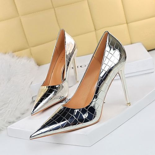 Fashion Metal Stone Pattern Woman Pumps High Heels Wedding Shoes Stiletto Silver Jumia Nigeria