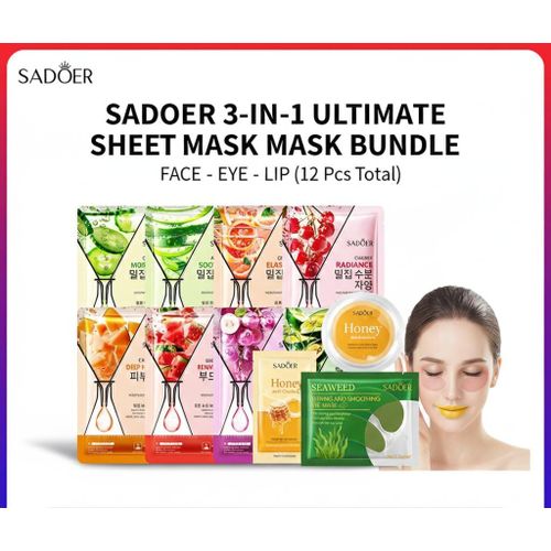 product_image_name-SADOER-Ultimate 3-in-1 Sheet Mask Bundle (12 Pcs Total): Collagen & Hyaluronic Acid Face Mask, Lip Mask, & Under-Eye Patch Set - Hydrating & Anti-Aging Skincare Treat-3