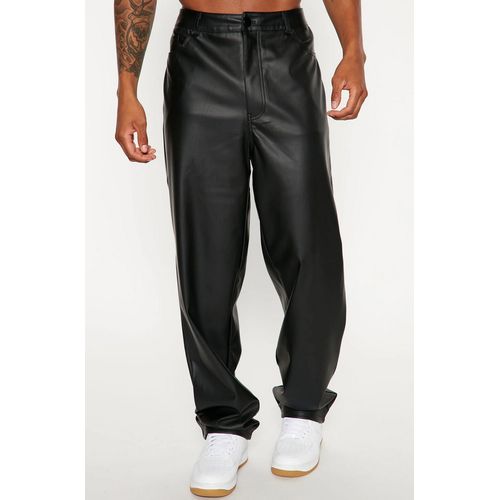 Jaop Take It Back Faux Leather Baggy Pants - Black