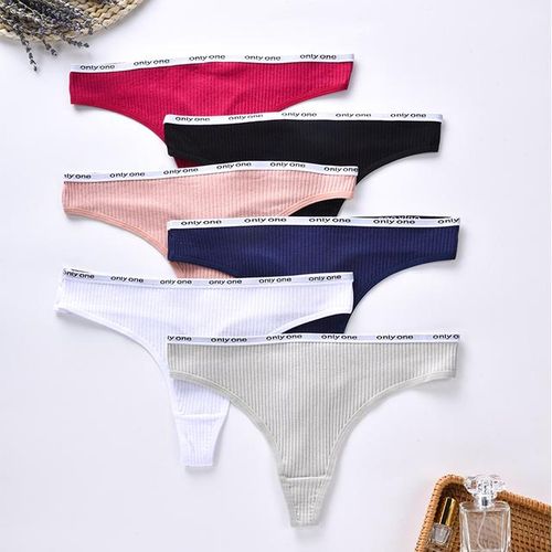 Generic 3pcs/set Low-Rise G-String Thong Women's Cotton Panties String  Underwear Intimate Ladies Letter Women Briefs Sexy Lingerie Pants