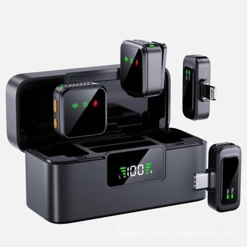 product_image_name-Generic-Wireless Lavalier dual receiver Microphone T40 mic with charging case clip For all devices ANC Mic plug & play - skit, interview, broadcast, podcast, comedy-5