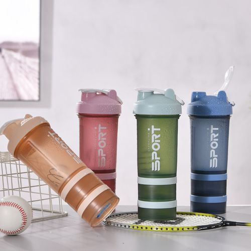 Portable Outdoor Three Layer Sports Protein Milk Shake Fitness Bottle Milk Shake  Cup Fitness Drinking Cup with Powder Storage