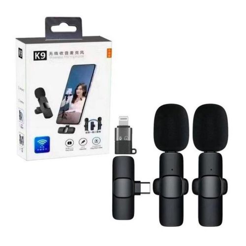 Generic K9 Wireless Chest Microphone 2mic-Black