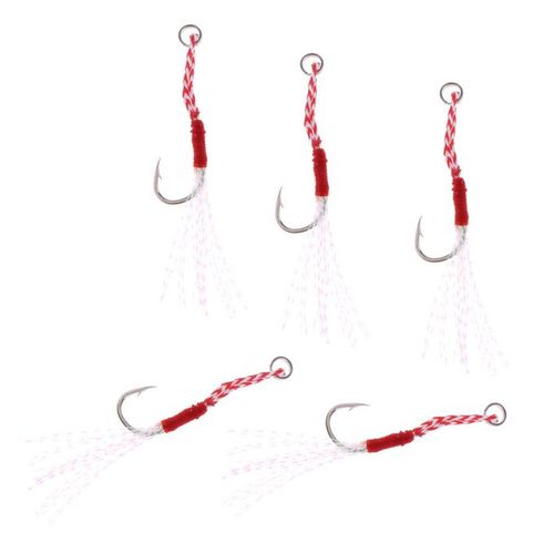 Generic 5Pcs Carbon Steel Assist Hooks Jigging Hook With PE Line 10#