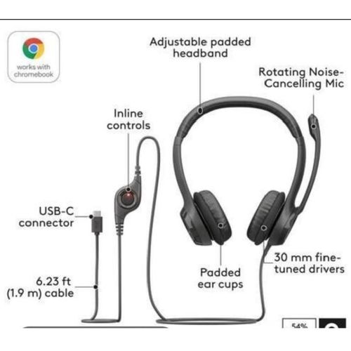 Logitech USB-C Logitec H390 Wired Headset with Noise Cancelling mic.