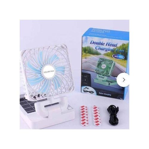 product_image_name-Generic-Portable Rechargeable & Solar Charge Foldable Double Head Charging Fan  WITH FREE GIFT-1
