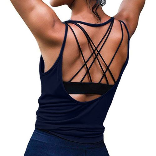 Generic Women Yoga Sexy Activewear Backless Fitness Tank S Navy _S