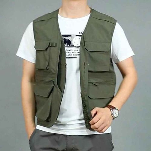 Fashion Mens Fishing Vest Outdoor Multi-Pocket Waistcoat Sleeveless Top  Jackets