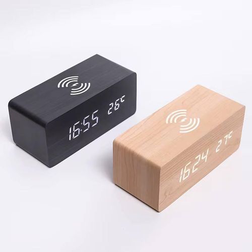 product_image_name-Generic-Bamboo Wireless Charger And Alarm Clock-2