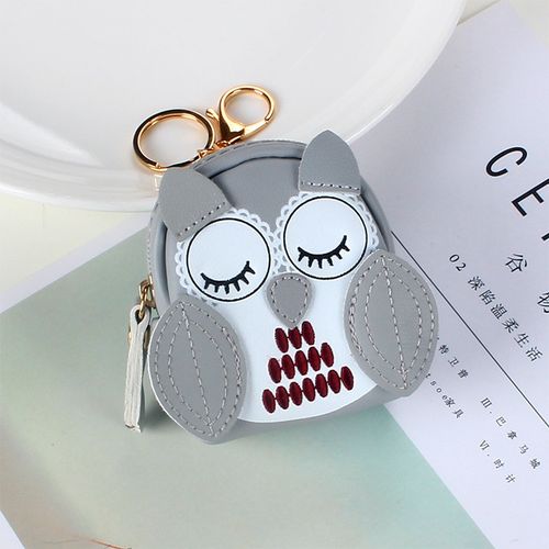 Owl Bag Charm/keychain/mini Coin Purse Genuine Leather/ Boxy 