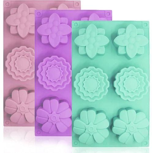product_image_name-Generic-Silicone Soap Mold For Soap Making 3D Round Flower 6 Forms Mould Handmade Craft Flowers Bathroom Kitchen Mold Baking Chocolate Cake Resin Mold- 1pc (any available color)-1