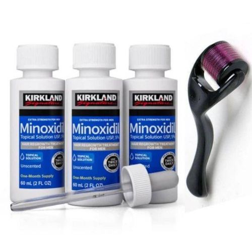 product_image_name-Kirkland Signature-3 Bottles of Minoxidil 5% Hair & Beard Growth With Applicator and Derma Roller-1