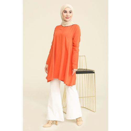 Fashion Special Woven Viscose Tunic Oned Long Sleeve O-Neck