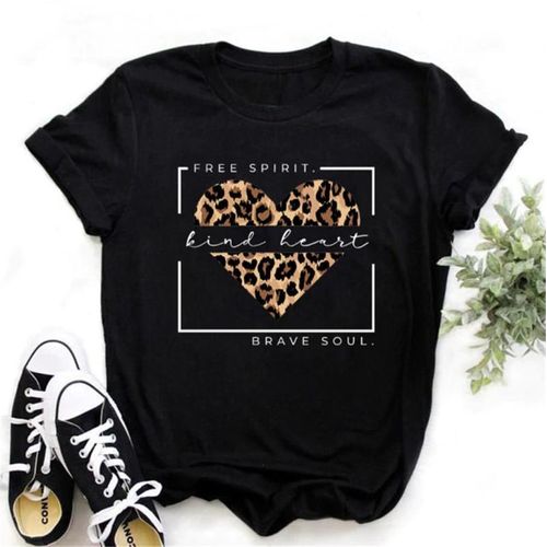 product_image_name-CALLIARA-Women's Leopard Heart Short-Sleeve T-Shirt "Free Spirit/Kind Heart/Brave Soul" Slogan Fashion Versatile Casual Top-4