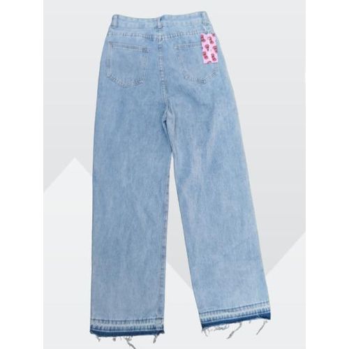 product_image_name-SHEIN-High quality ladies long length baggy cut patterned boyfriend jeans -2