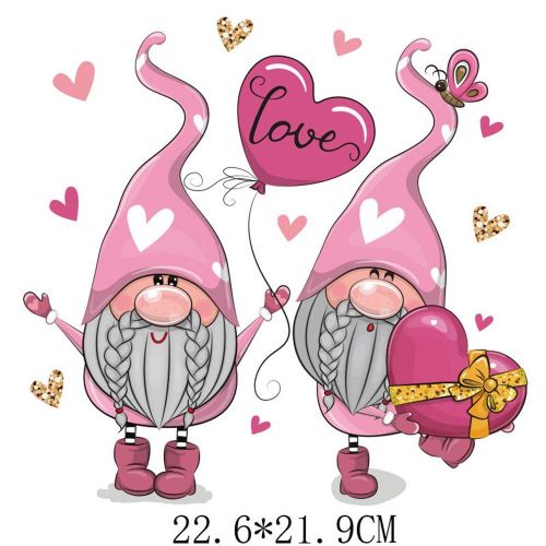  Valentines's Day Iron on Transfers - Valentines Decor Pink Red  Heart Gnome Heat Transfer Vinyl Stickers Cartoon Iron on Decals for T  Shirts Iron on Patches for Clothing Hat Pillow Backpack