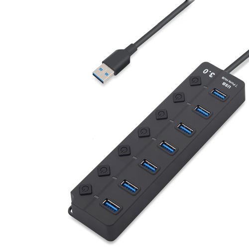 USB 3.0 7-Port Hub with On/Off Switches