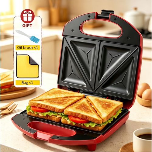 Generic 2-Slice Sandwich Maker 600W Non-Stick Ceramic Plates Fast Heating Breakfast Panini & Toast Maker