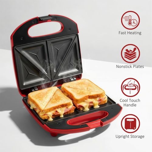Generic 2-Slice Sandwich Maker 600W Non-Stick Ceramic Plates Fast Heating Breakfast Panini & Toast Maker - image 2