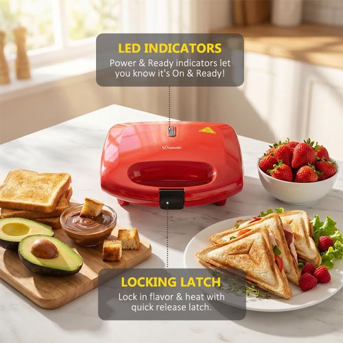 Generic 2-Slice Sandwich Maker 600W Non-Stick Ceramic Plates Fast Heating Breakfast Panini & Toast Maker - image 6