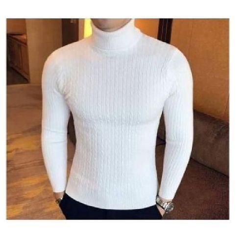 Fashion Men's Turtle Neck Top/ Cooperate White - image 2