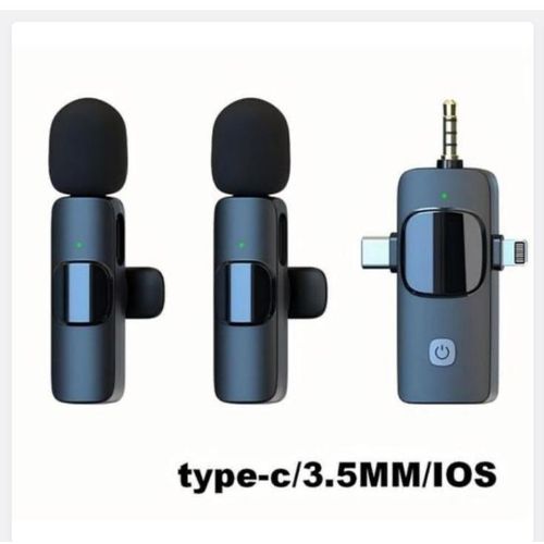 Generic Dual Wireless Lavalier Microphone TYPE-C Android Phones IPhone + IOS Adapter
