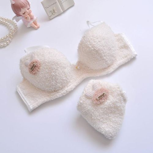 Girl Sweet Cute Cat Wire Free Comfortable Bra Set Cartoon Animie